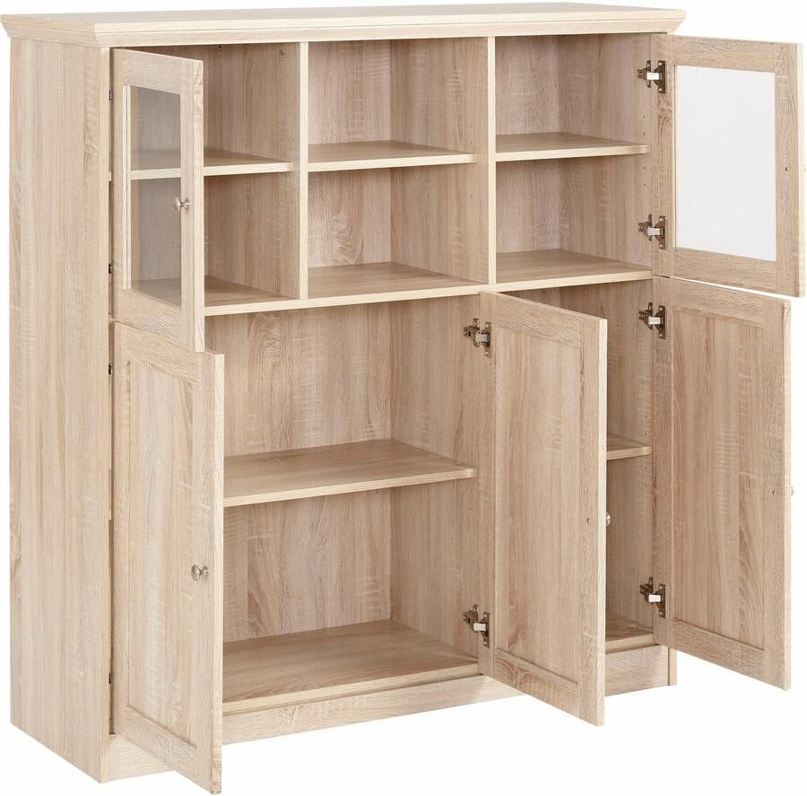 Home affaire Highboard Nanna Vitrine in eikenlook breedte 118 cm