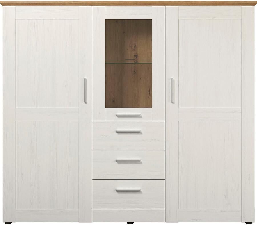 Home affaire Highboard Nybro Vitrine omkeerbaar monteerbare deurstop breedte 159 cm