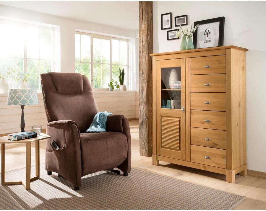 Home affaire Highboard Rauna Vitrine Breedte 103 cm FSC -gecertificeerd massief hout