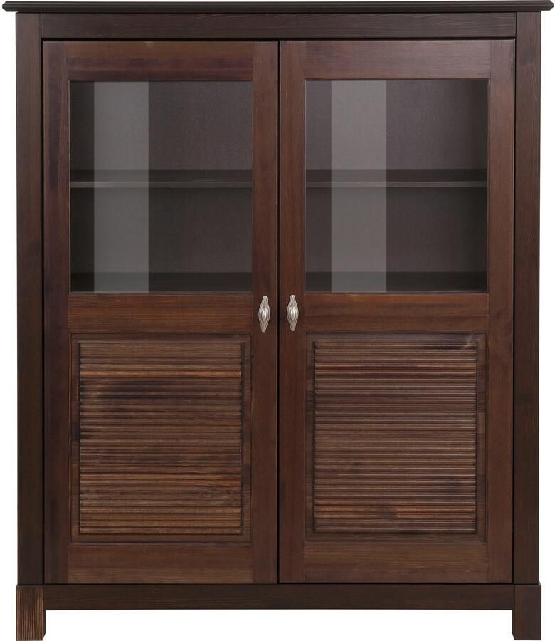 Home affaire Highboard Rauna Vitrine breedte 111 6 cm van massief dennenhout