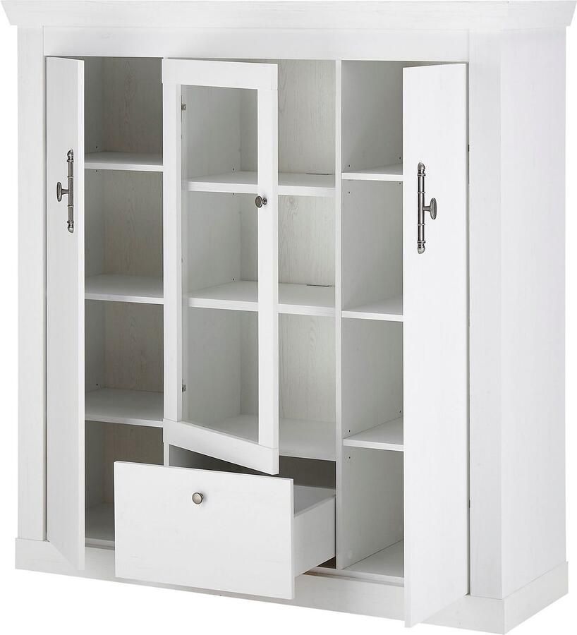 Home affaire Highboard Ravenna in romantische landelijke stijl grepen van metaal hoogte 146 cm