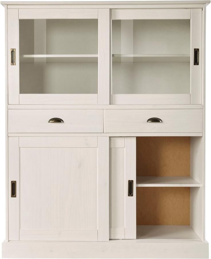 Home affaire Highboard Schröder Vitrine van massief dennenhout breedte 114 cm