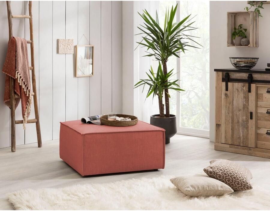 Home affaire Hocker Sherwood Kruk vierkant ideale aanvulling op de loveseat SHERWOOD