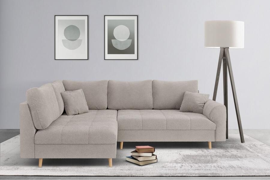 Home affaire Hoekbank CHARRE L-vorm met ottomane afmetingen B D H: 231 161 81 cm fijne stiksels losse rug- en sierkussens ook in cord en bouclé