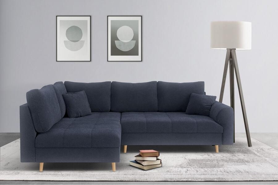 Home affaire Hoekbank CHARRE L-vorm met ottomane afmetingen B D H: 231 161 81 cm fijne stiksels losse rug- en sierkussens ook in cord en bouclé