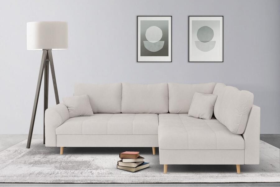 Home affaire Hoekbank CHARRE L-vorm met ottomane afmetingen B D H: 231 161 81 cm fijne stiksels losse rug- en sierkussens ook in cord en bouclé