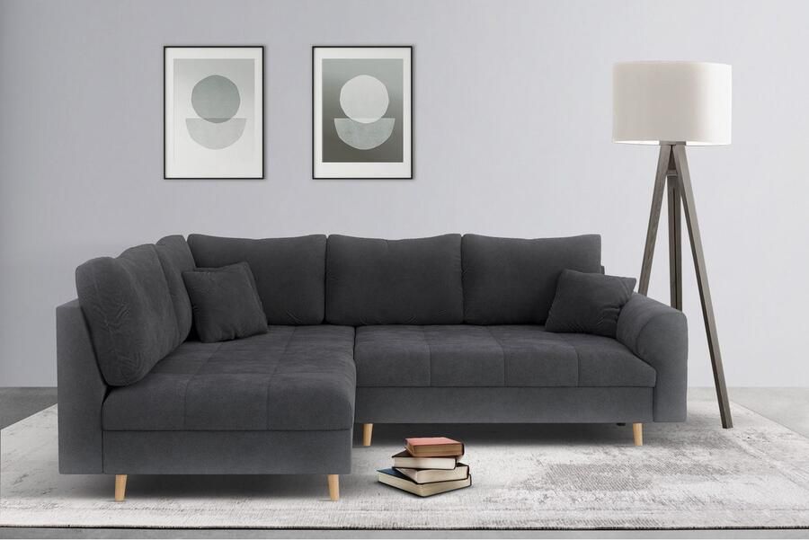 Home affaire Hoekbank CHARRE L-vorm met ottomane afmetingen B D H: 231 161 81 cm fijne stiksels losse rug- en sierkussens ook in cord en bouclé