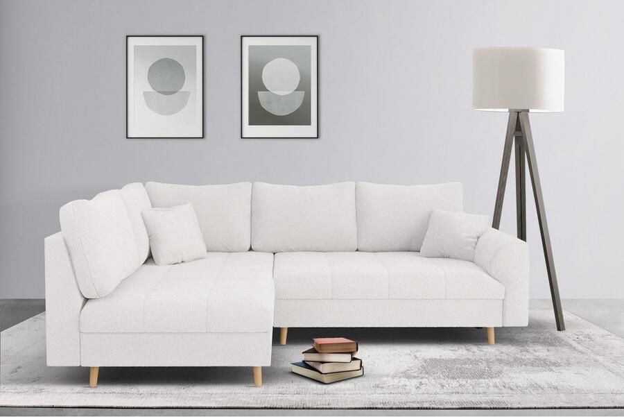 Home affaire Hoekbank CHARRE L-vorm met ottomane afmetingen B D H: 231 161 81 cm fijne stiksels losse rug- en sierkussens ook in cord en bouclé