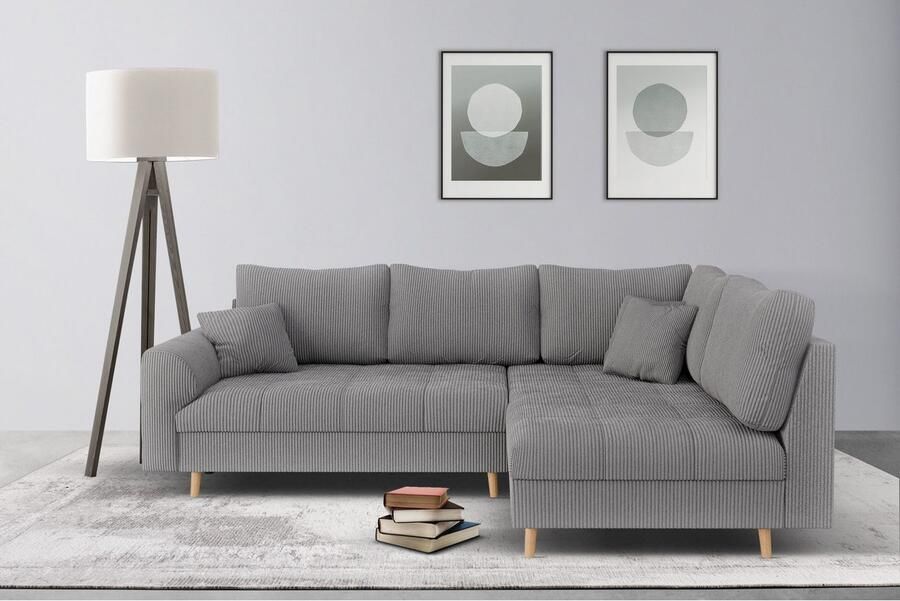 Home affaire Hoekbank CHARRE L-vorm met ottomane afmetingen B D H: 231 161 81 cm fijne stiksels losse rug- en sierkussens ook in cord en bouclé