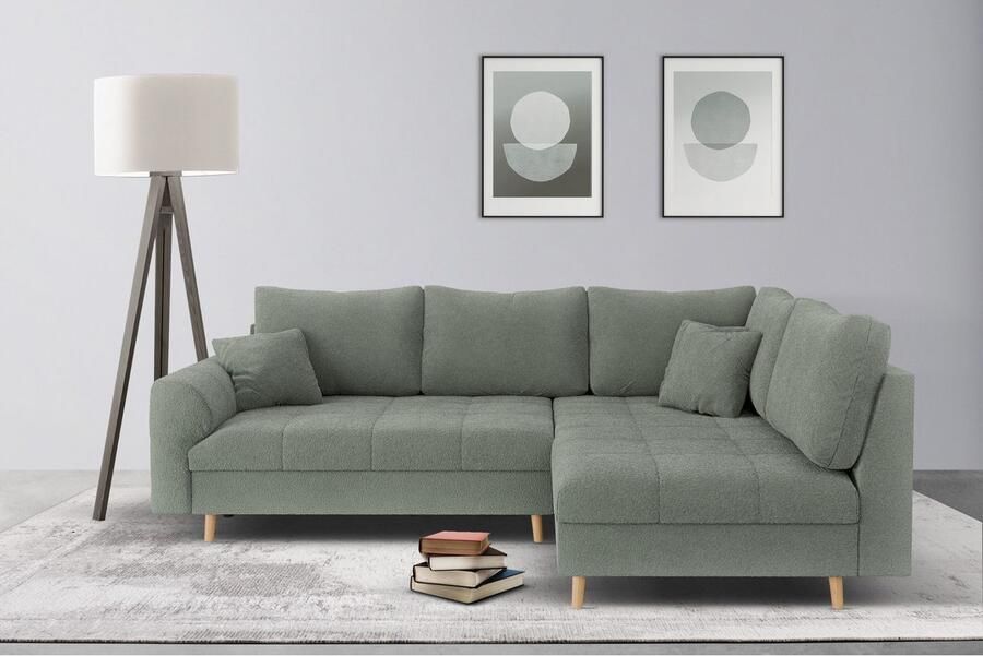 Home affaire Hoekbank CHARRE L-vorm met ottomane afmetingen B D H: 231 161 81 cm fijne stiksels losse rug- en sierkussens ook in cord en bouclé