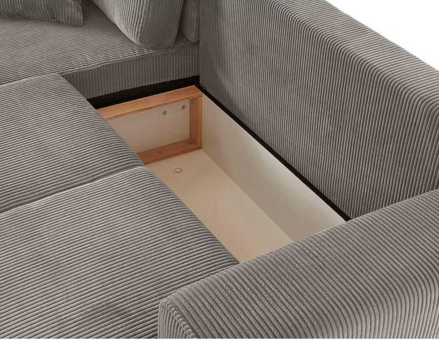 Home affaire Hoekbank Györ L-vorm optioneel met bedfunctie en bedlade inclusief 2 sierkussens