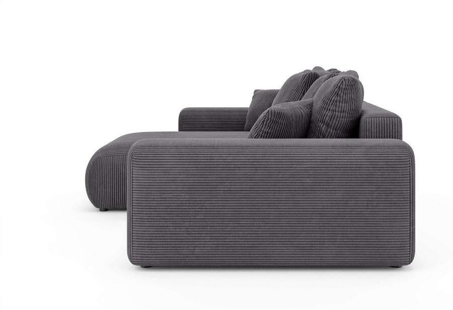 Home affaire Hoekbank LAKESIDE met bedfunctie en bedlade B D H 257 166 84 cm L-vorm chaise longue aan beide zijden monteerbaar met golfvering