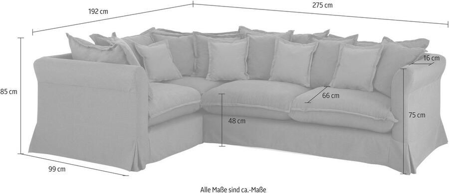 Home affaire Hoekbank Luise L-vorm met vele losse kussens en afneembare hoes