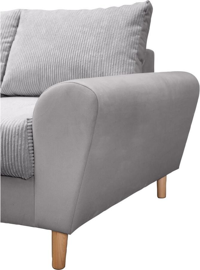 Home affaire Hoekbank Rice L-vorm B: 223 cm Set: Bank & Hocker met 3 sierkussens vering (set)