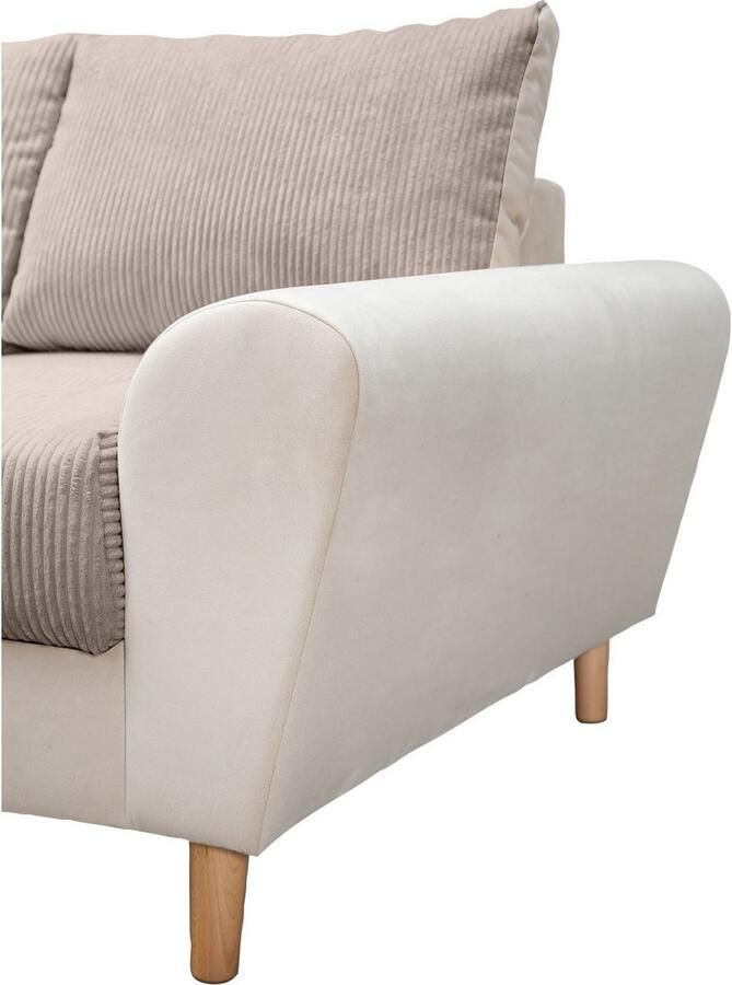 Home affaire Hoekbank Rice L-vorm B: 223 cm Set: Bank & Hocker met 3 sierkussens vering (set)