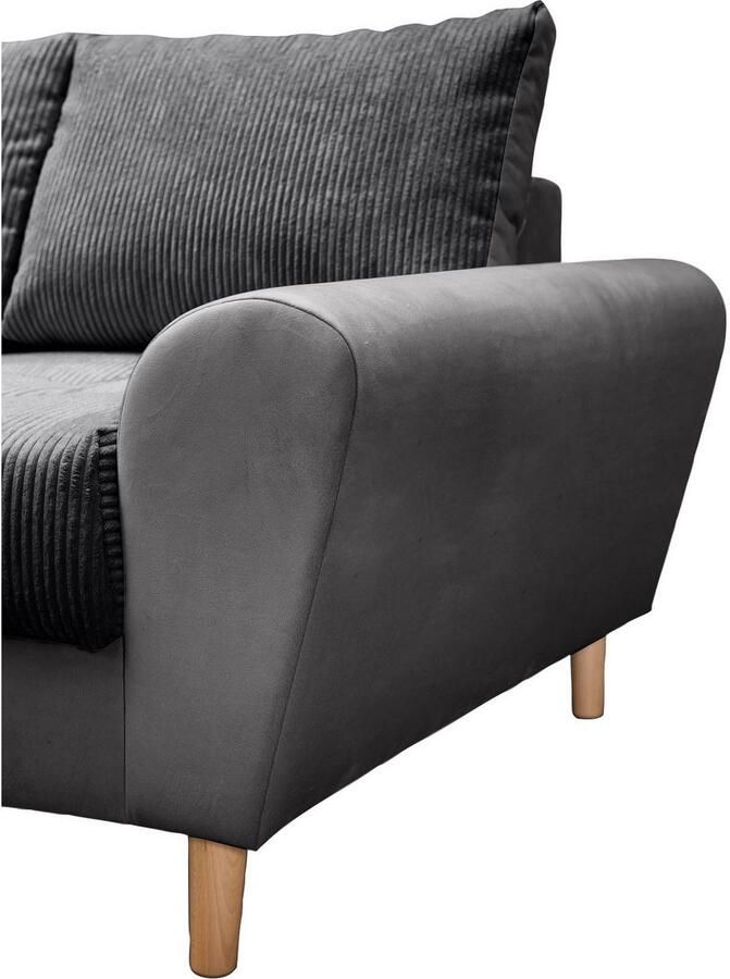 Home affaire Hoekbank Rice L-vorm B: 223 cm Set: Bank & Hocker met 3 sierkussens vering (set)