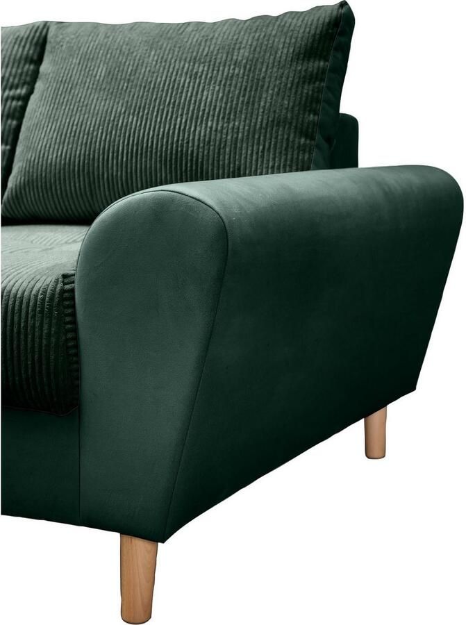 Home affaire Hoekbank Rice L-vorm B: 223 cm Set: Bank & Hocker met 3 sierkussens vering (set)