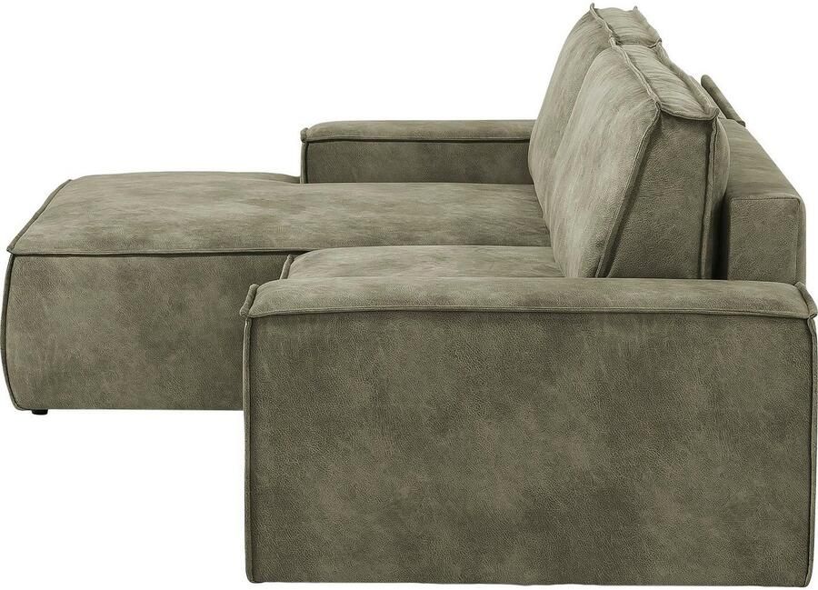 Home affaire Hoekbank SHERWOOD bedbank 267 cm L-model Slaapfunctie met bedlade (210x136 cm) cord vintage fluweel