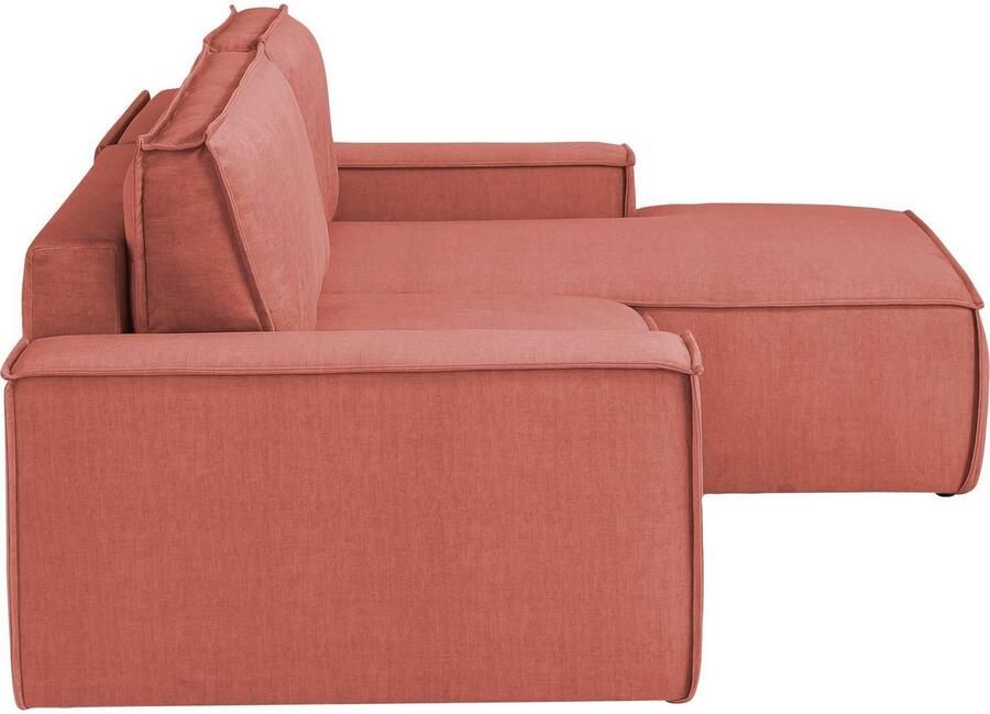 Home affaire Hoekbank SHERWOOD bedbank 267 cm L-model Slaapfunctie met bedlade (210x136 cm) cord vintage fluweel