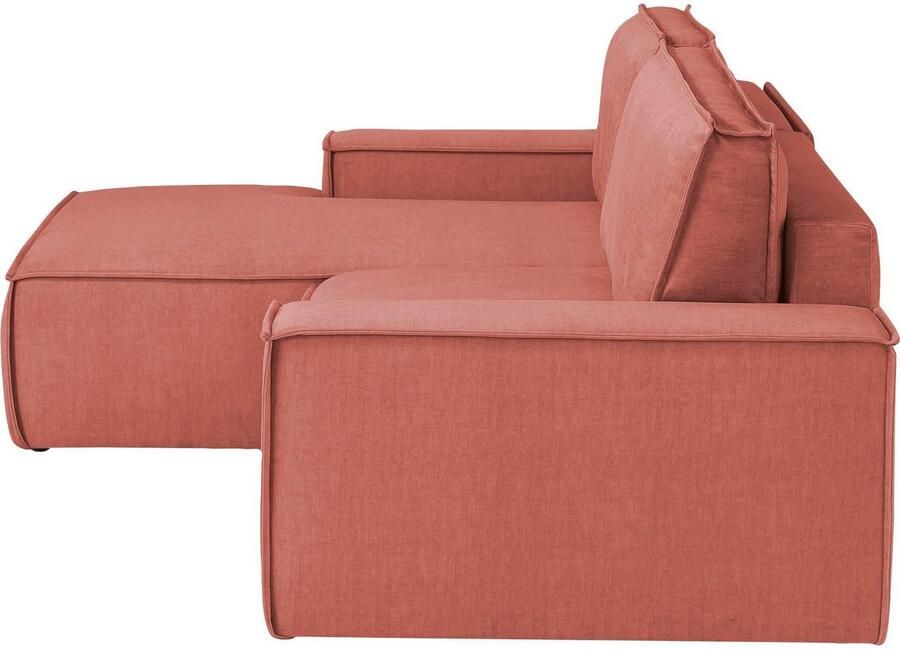 Home affaire Hoekbank SHERWOOD bedbank 267 cm L-model Slaapfunctie met bedlade (210x136 cm) cord vintage fluweel