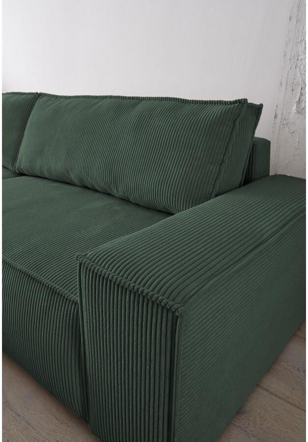 Home affaire Hoekbank SHERWOOD bedbank 267 cm L-model Slaapfunctie met bedlade (210x136 cm) cord vintage fluweel