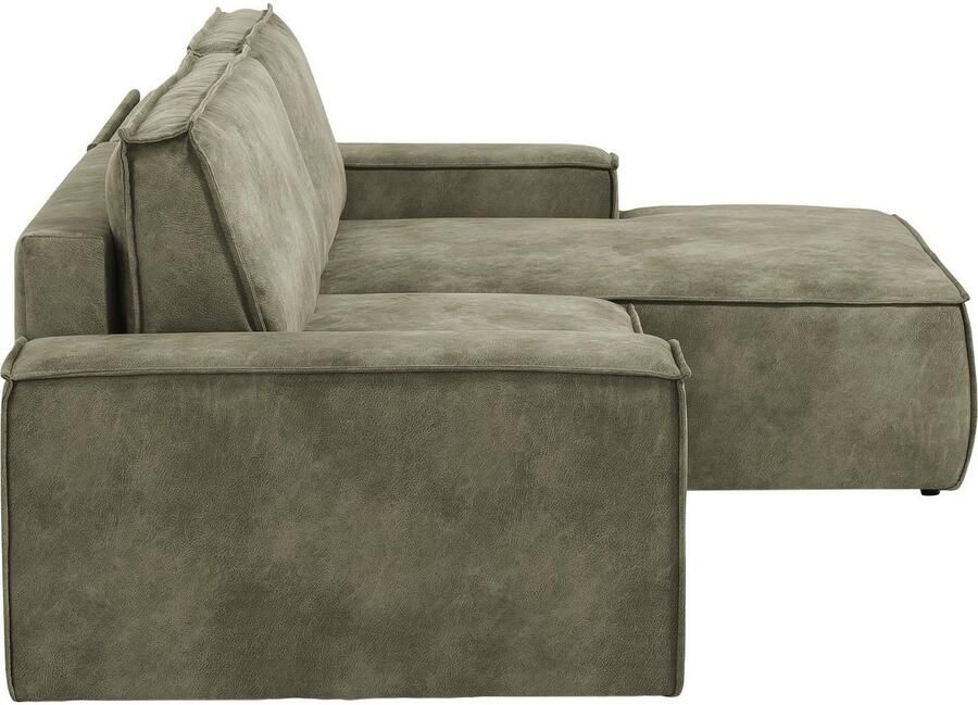 Home affaire Hoekbank SHERWOOD bedbank 267 cm L-model Slaapfunctie met bedlade (210x136 cm) cord vintage fluweel
