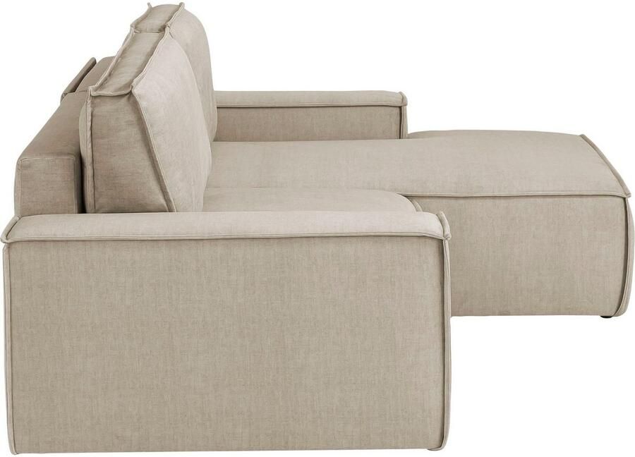 Home affaire Hoekbank SHERWOOD bedbank 267 cm L-model Slaapfunctie met bedlade (210x136 cm) cord vintage fluweel