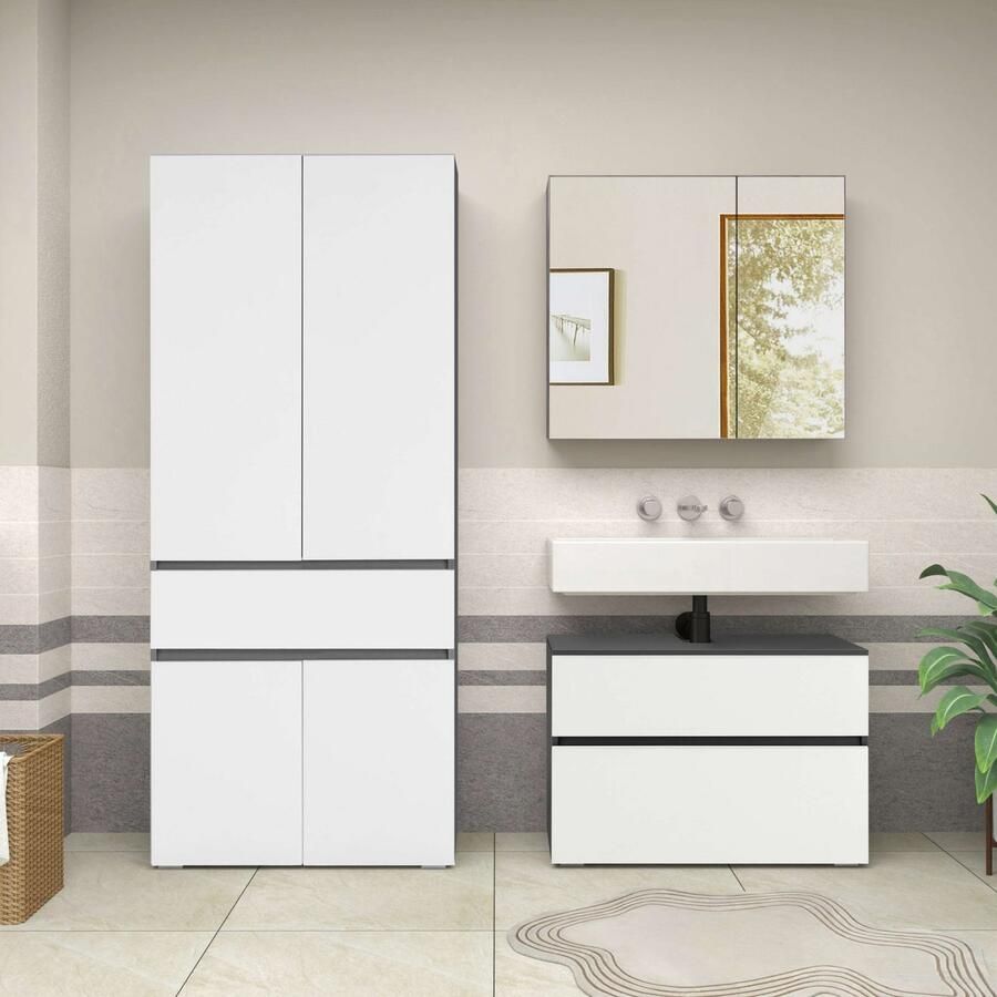 Home affaire Hoge kast Wisla met 4 deuren & 1 lade breedte 76 cm hoogte 180 cm