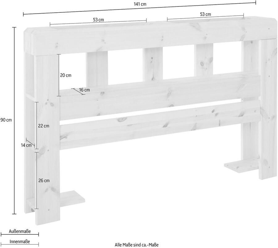 Home affaire Palletbed ALASCO BESTSELLER! Met lade gecertificeerd massief hout uit te breiden tot tweepersoons- of familiebed