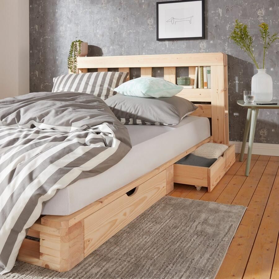 Home affaire Palletbed ALASCO BESTSELLER! Met lade gecertificeerd massief hout uit te breiden tot tweepersoons- of familiebed