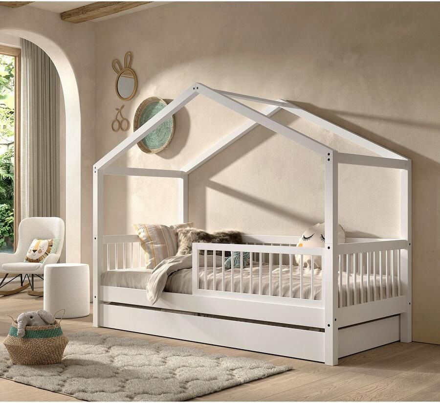 Home affaire Huisbed Forrest met dakconstructie valbeveiliging later om te bouwen tot een eenpersoonsbed