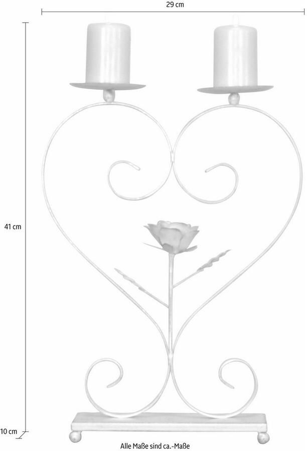 Home affaire Kaarsenstandaard Hart Kaarshouder voor twee stompkaarsen van metaal hoogte ca. 41 cm