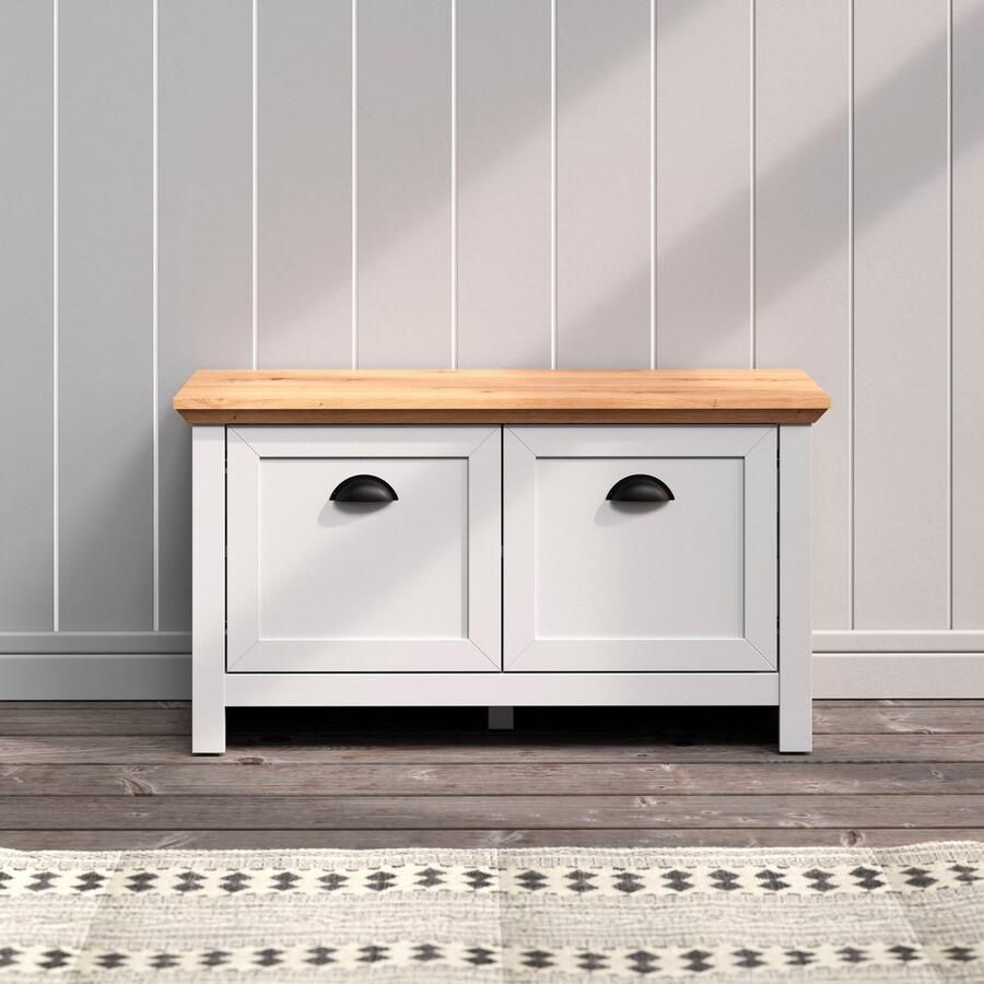 Home affaire Kapstok Herzwill Zitbank schoenenkast met de afmetingen BxHxD ca.: 91x49x41 cm (1 stuk)