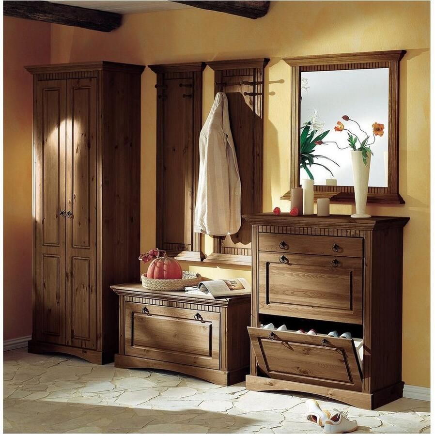 Home affaire Kapstokpaneel Rustiek (2 stuks) gemaakt van massief grenen met decoratief freeswerk