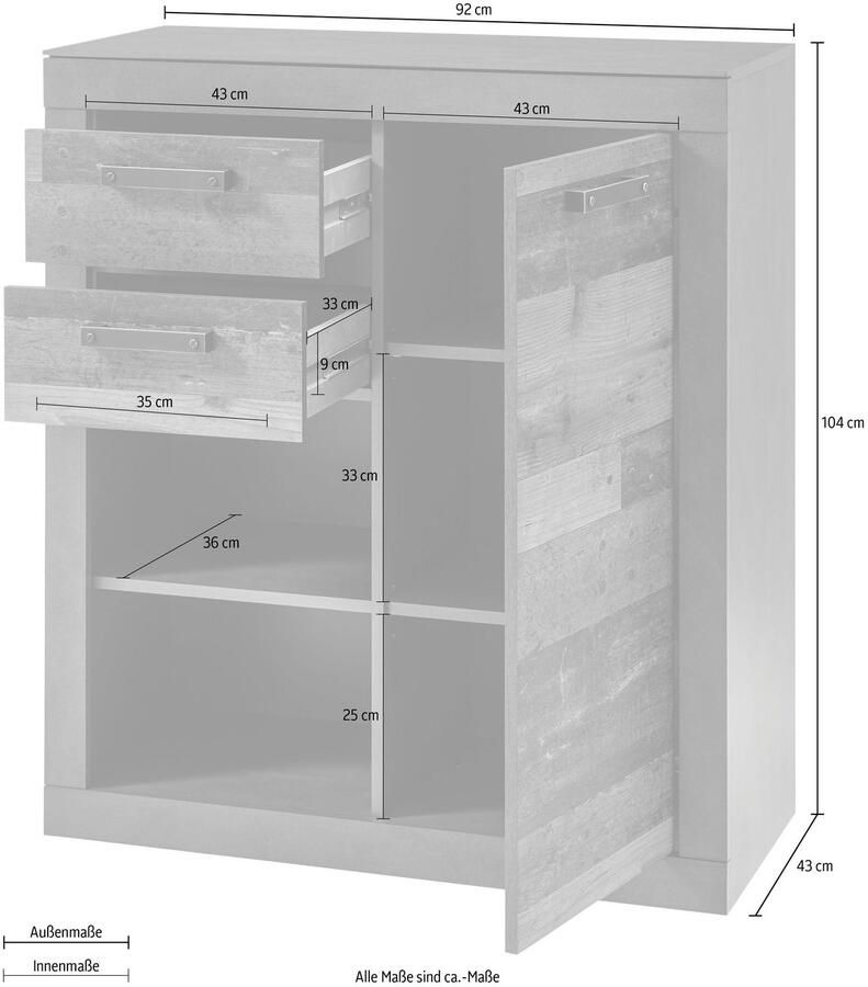 Home affaire Kast Brooklyn Breedte ca. 92 cm