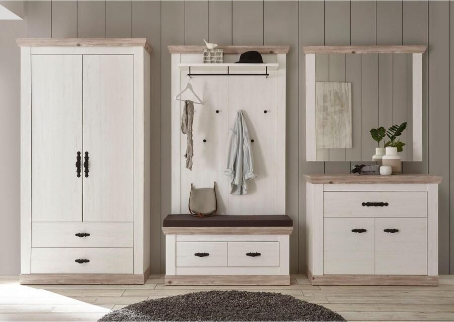 Home affaire Halmeubelset Florence bestaand uit bank paneel kast spiegel en kast (5 stuks)