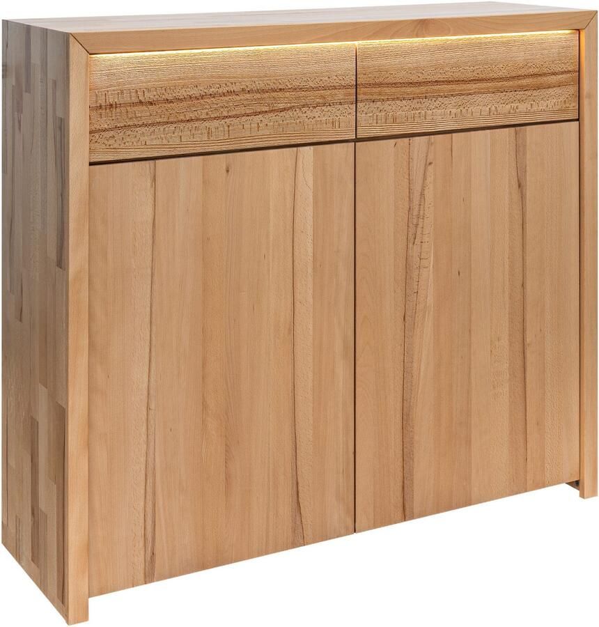 Home affaire Kast Léopoldine Commode van kernbeuken incl. LED-verlichting