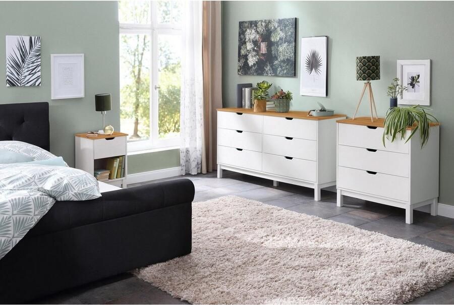 Home affaire Nachtkastje Post massief grenenhout opbergmogelijkheid door lade breedte 38 cm