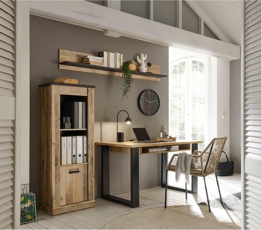 Home affaire Kastenset Sherwood Houtdecor met schuurdeurbeslag van metaal breedte ca. 190 cm (3-delig)