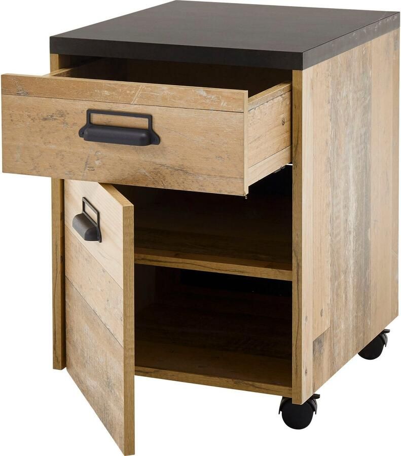 Home affaire Kastenset Sherwood Kantoormeubelenset met apothekersgrepen van metaal breedte ca. 165 cm (2-delig)