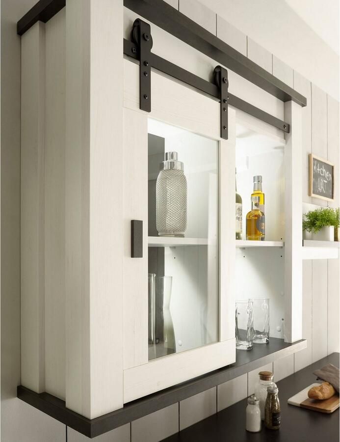 Home affaire Hangend kastje Sherwood met schuurdeurbeslag van metaal hoogte 90 cm