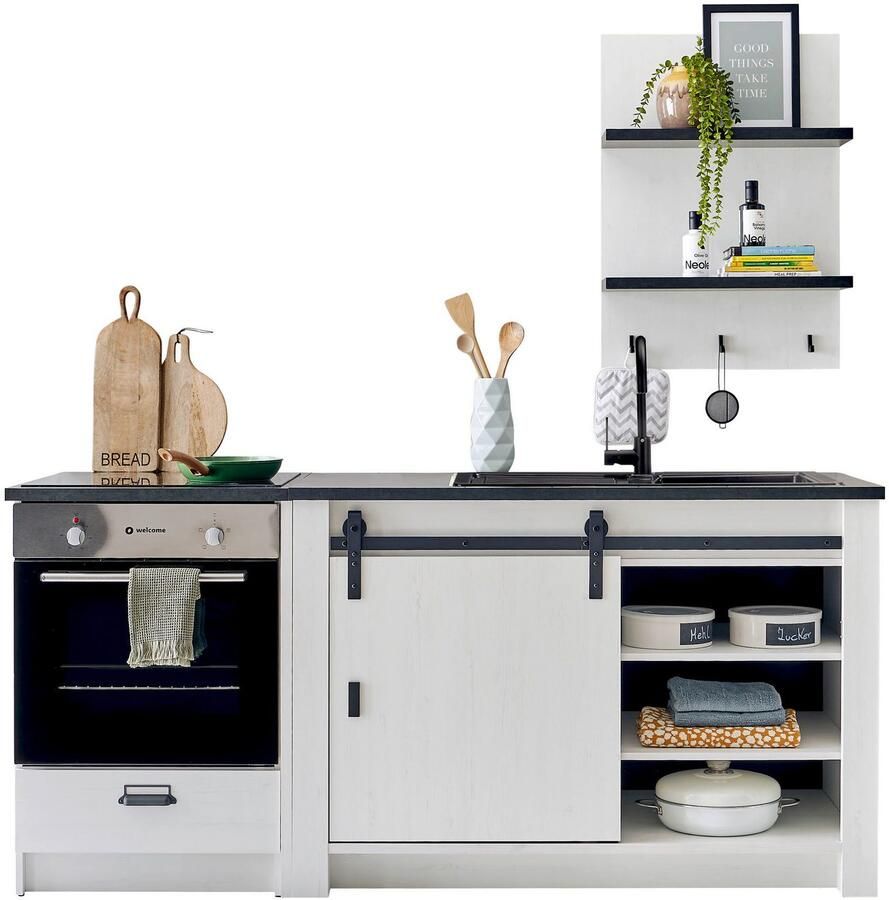 Home affaire Keukenblok Sherwood Breedte 196 cm met kookplaatombouw zonder elektrische apparaten