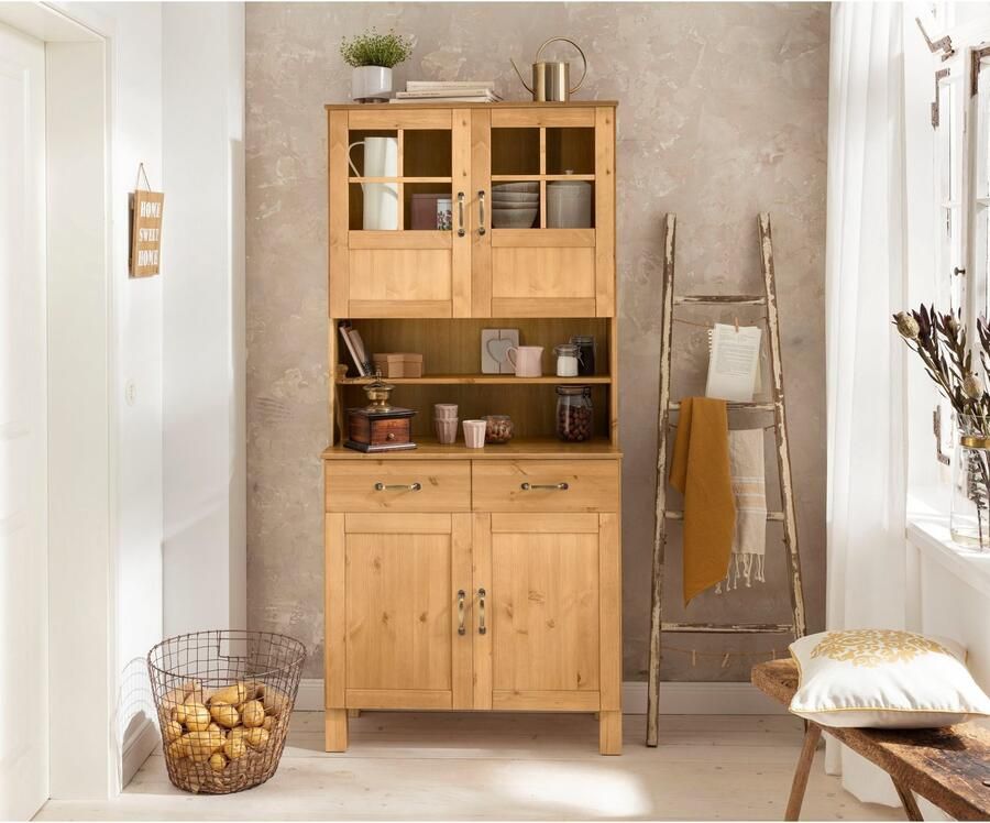 Home affaire Keukenbuffet Alby Breedte 85 cm 2 glasdeuren