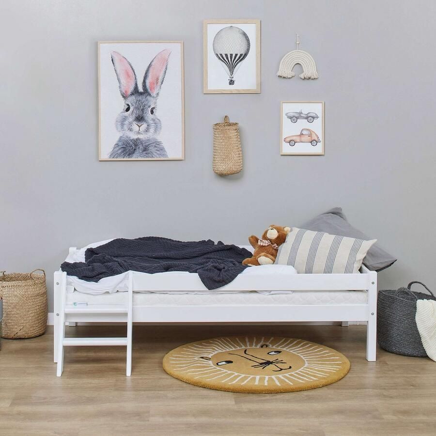 Home affaire Kinderbed ECO One Kinderbed met valbeveiliging en ladder keuze uit 3 kleuren en matrassen