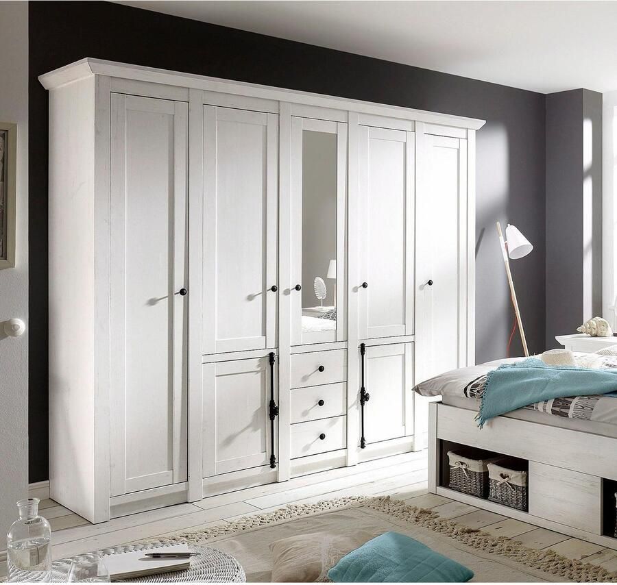 Home affaire Kledingkast California landhuis linnenkast met spiegel 147 of 236 cm breed