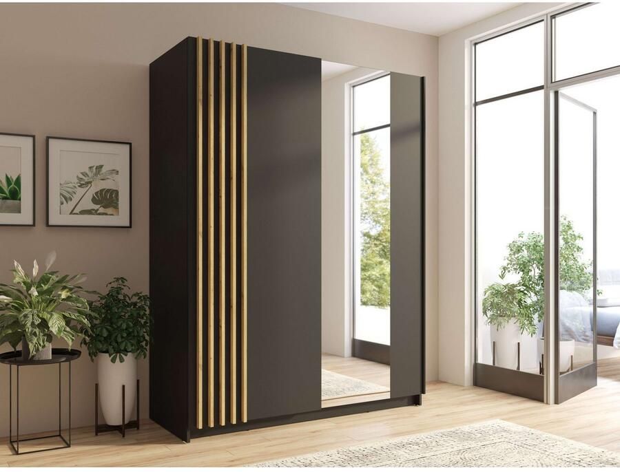 Home affaire Kledingkast Charisy met spiegel 4 inlegplanken en kledingstang