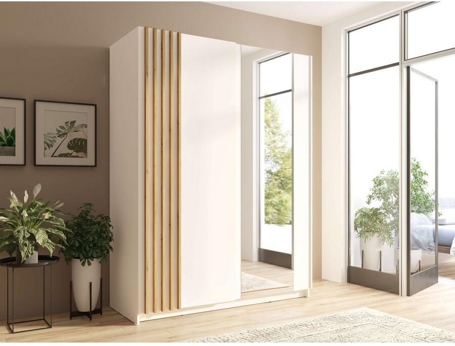 Home affaire Kledingkast Charisy met spiegel 4 inlegplanken en kledingstang