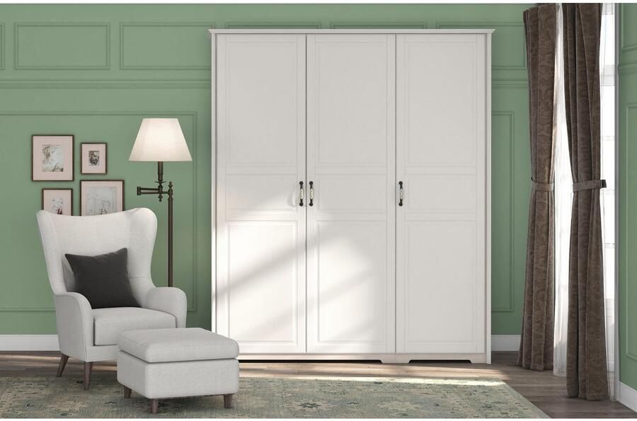 Home affaire Kledingkast Evergreen optioneel in 3 breedtes hoogte 224 cm! in klassieke landhuisstijl fsc-gecertificeerd hoogwaardige uv-lak