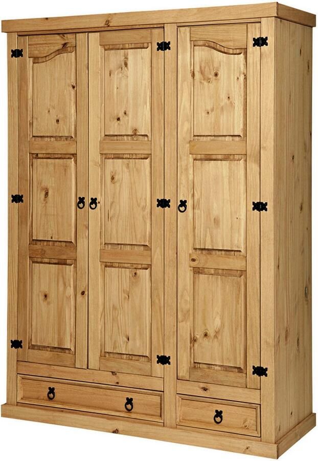 Home affaire Kledingkast Houten oppervlak honingkleurig gewaxed (1 stuk)