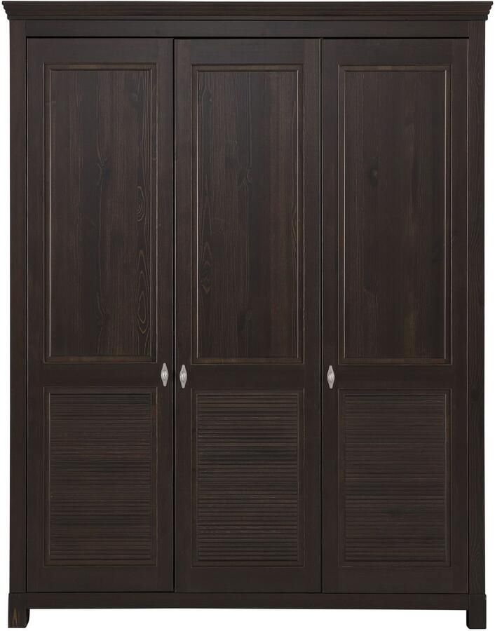 Home affaire Kledingkast Rauna met lamellen en kassetten klassiek landelijke stijl rustiek massief grenen metalen handgrepen meerdere varianten tijdloos design